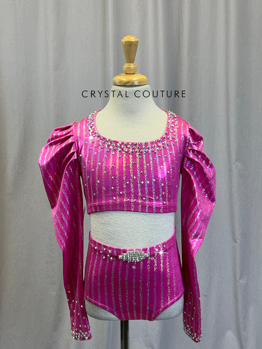 Pink with Silver Pinstripe Long Sleeve Two Piece