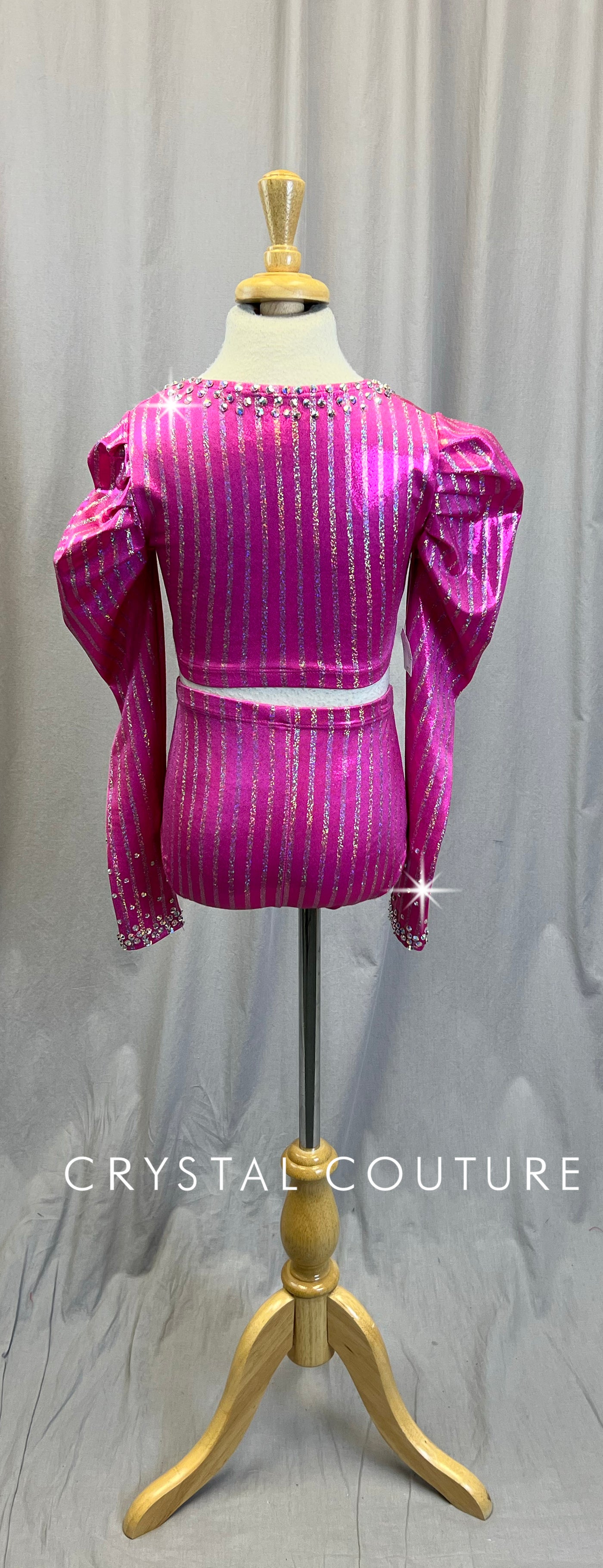 Pink with Silver Pinstripe Long Sleeve Two Piece