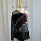 Black One Sleeve Leotard with Pink Accents