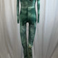Green Tie-dye Mesh Unitard, with Dark Green Two Piece set