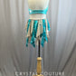 Blue and Nude halter neck Two Piece- Rhinestones