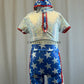 Silver, Red and Blue Two Piece with spangles - Rhinestone