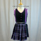 Black and Purple, plaid skirt Two piece - Rhinestones