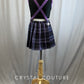 Black and Purple, plaid skirt Two piece - Rhinestones