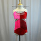 Pink and Red Leotard with fringe and pearl accents