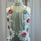 Custom Light Grey Floral Leotard with Skirt -Rhinestones, Appliques, Hairpiece
