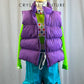 Party Hip Hop Purple Puffy Vest Lime Long Sleeve Crop and Teal Cargo Pant Set -Accessories, Rhinestones