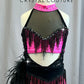 Custom Hot Pink and Black Fringe and Feather Set -Rhinestones, Accessories