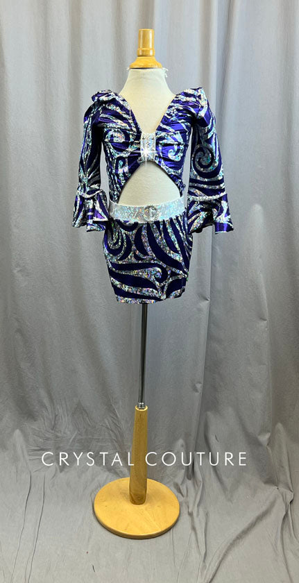 Custom Metallic Purple And Holographic Silver AB Groovy Dress -Rhinestones, Accessories