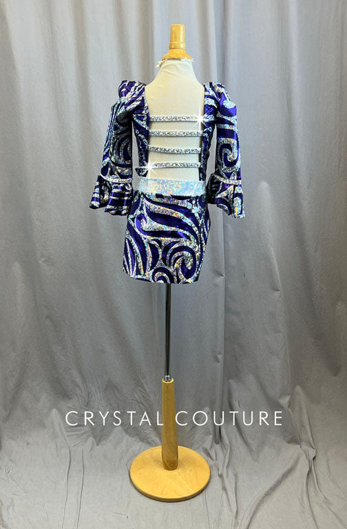 Custom Metallic Purple And Holographic Silver AB Groovy Dress -Rhinestones, Accessories