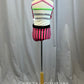 Custom Coral/Lime/Black Connected Top and Brief Set- Rhinestones, Accessories