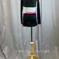 Custom Black and Neon Pink Long Sleeve Top and Skirt Set -Rhinestones, Hairpiece