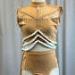 Nude 2 Piece "Bones" Set with Half Skirt -Rhinestones