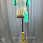 Custom Nude and Mint Flutter Sleeve Leotard -Rhinestones, Appliques, Hairpiece