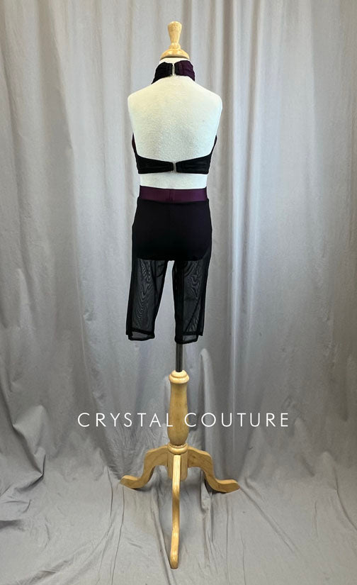 Custom Black and Plum Mesh Top and Capri Pants