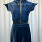 Custom Navy Velvet Top and Wide Leg Pant Set
