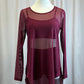 Burgundy Bra Top and Shorts with Long Sleeve Mesh Overlay Dress