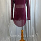 Burgundy Bra Top and Shorts with Long Sleeve Mesh Overlay Dress