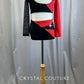 Custom Red and Black Ribbed Lycra 2 Piece Set -Rhinestones