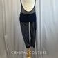 Navy Mesh Cutout Cap Sleeve Unitard -Rhinestones, Hairpiece