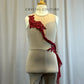 Taupe Unitard with Red Trim -Appliques, Hairpiece