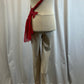 Taupe Unitard with Red Trim -Appliques, Hairpiece