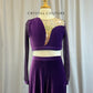 Custom Purple Velvet Rainbow Long Sleeve Crop and Pant Set -Rhinestones, Hairpiece
