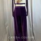 Custom Purple Velvet Rainbow Long Sleeve Crop and Pant Set -Rhinestones, Hairpiece