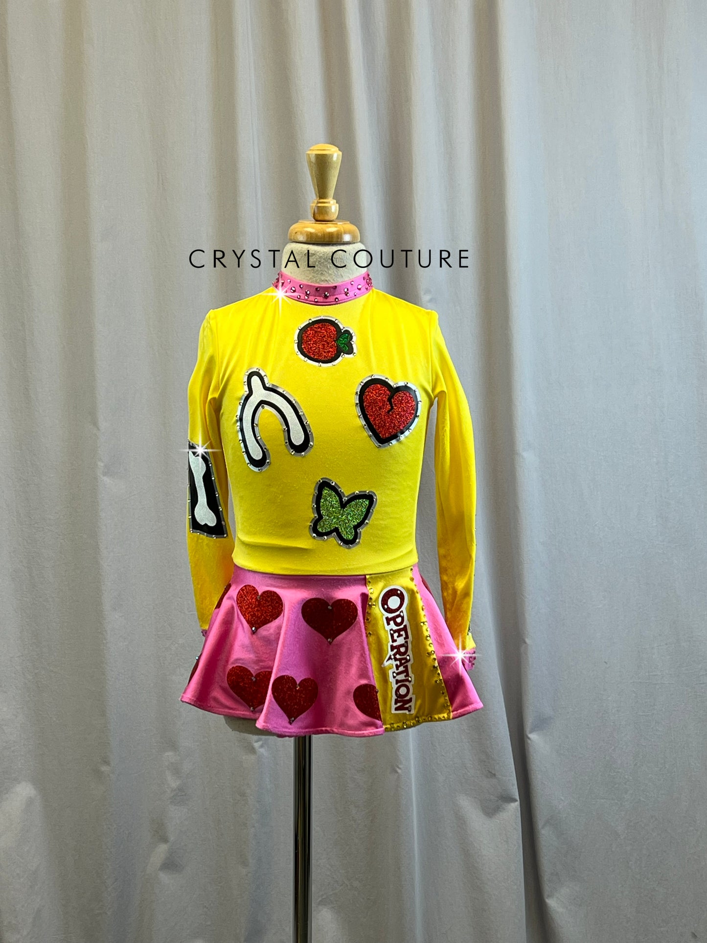 Custom Operation Themed Long Sleeve Dress -Rhinestones, Hairpiece