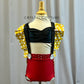Custom Mickey Mouse Inspired 2 Piece Top and Booty Shorts Set -Rhinestones, Hairpiece