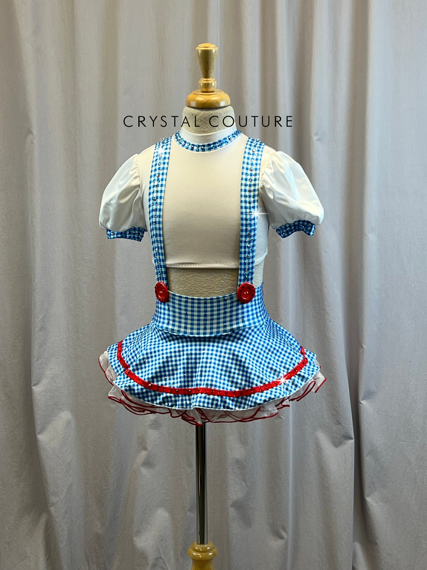 Custom Dorothy Inspired 2 Piece Top and Skirt Set -Rhinestones, Hairpiece