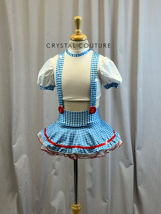 Custom Dorothy Inspired 2 Piece Top and Skirt Set -Rhinestones, Hairpiece
