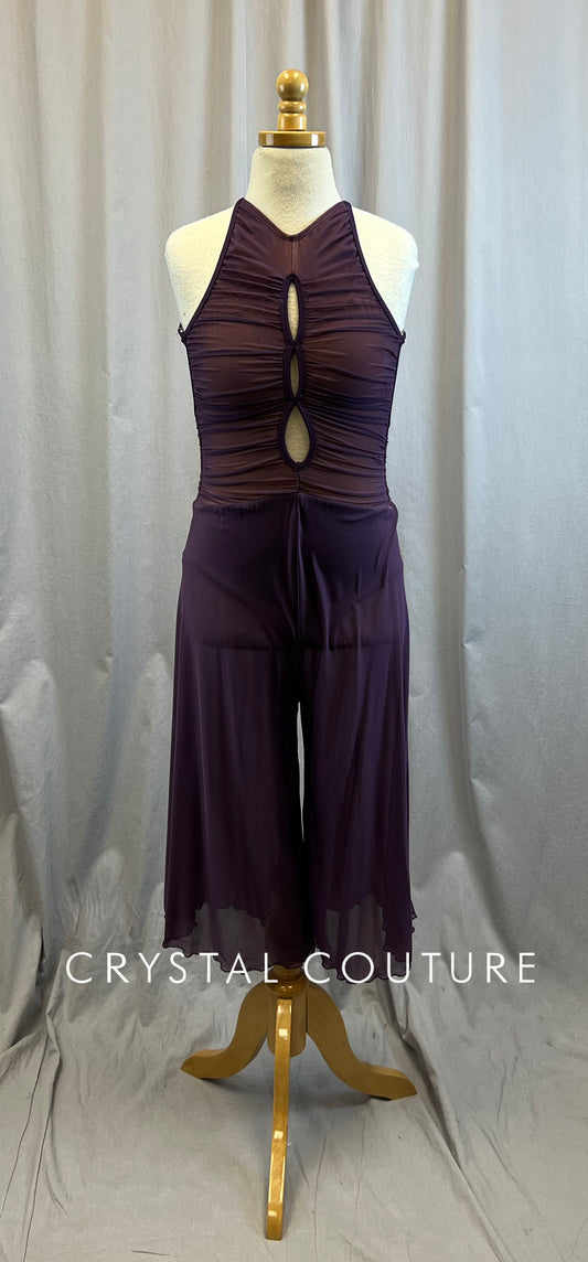 Purple Mesh Capri Unitard