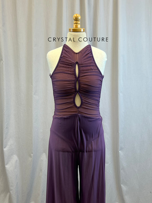 Purple Mesh Capri Unitard