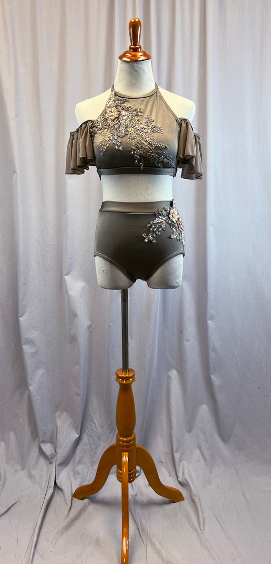 Custom Taupe Two Piece - Rhinestones