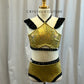 Custom Gold and Black Two Piece - Rhinestones