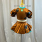 Custom Scooby-Doo Inspired Brown with Black Dots, and Teal Details Two-Piece- Rhinestones