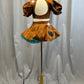 Custom Scooby-Doo Inspired Brown with Black Dots, and Teal Details Two-Piece- Rhinestones