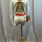 Custom Elvis Inspired White with Red and Gold Accents, Long Sleeve Biketard- Rhinestones