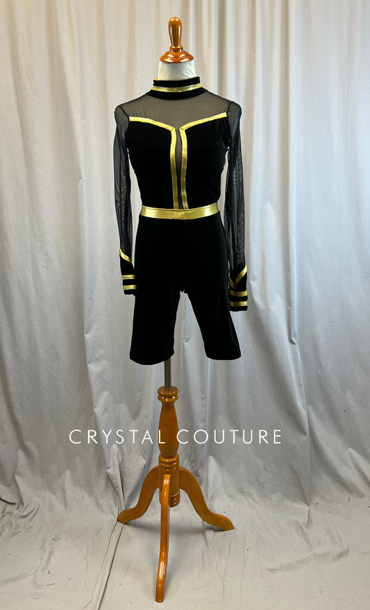Custom Black and Gold Long Sleeve Biketard