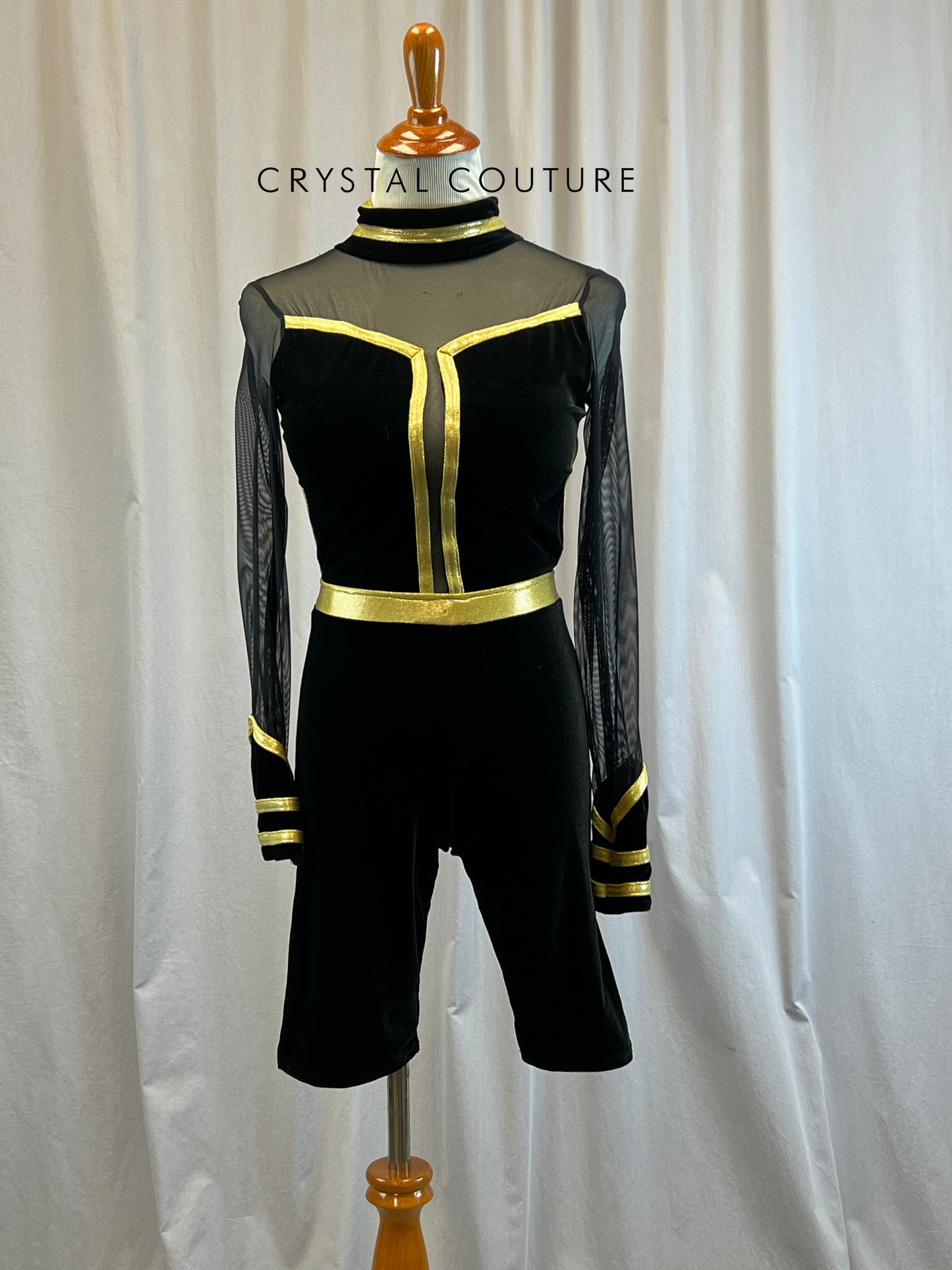 Custom Black and Gold Long Sleeve Biketard