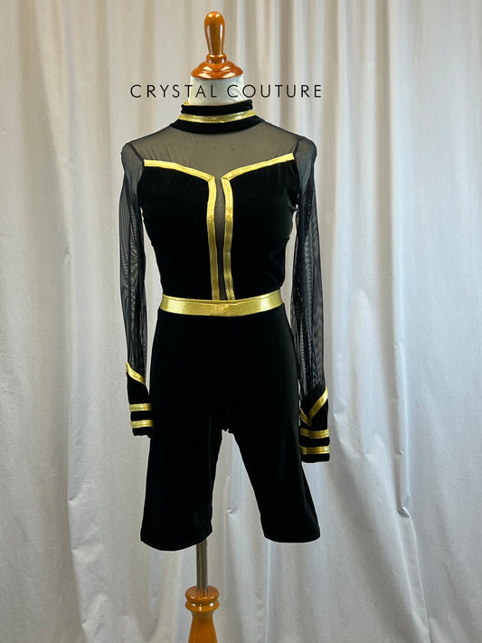 Custom Black and Gold Long Sleeve Biketard