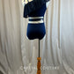 Custom Navy Asymetric Leotard with Cutouts- Rhinestones