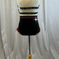 Custom Black Halter Neck with Red and White Accents Two-Piece- Rhinestones