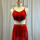 Custom Red Corset Top with Mesh Skirt Two Piece- Rhinestones - Accessories