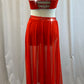 Custom Red Corset Top with Mesh Skirt Two Piece- Rhinestones - Accessories