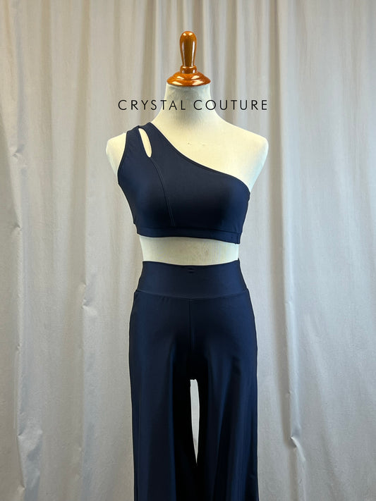 Navy Lycra One shoulder Two-Piece - Accessories