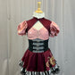 Custom Burgundy, Pink, Black and White Steampunk Dress - Rhinestones - Accessories