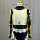 Gold and Black Robot Long Sleeve Bodysuit- Rhinestones