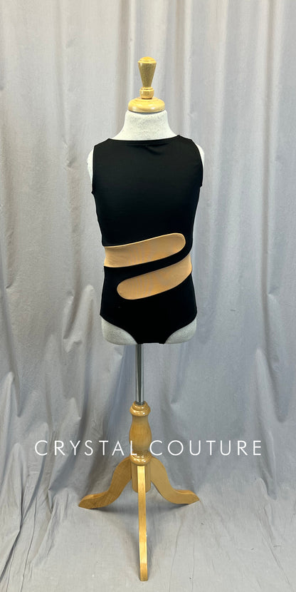 *Brand New* Black Leotard with Nude Mesh Wrapped Detail
